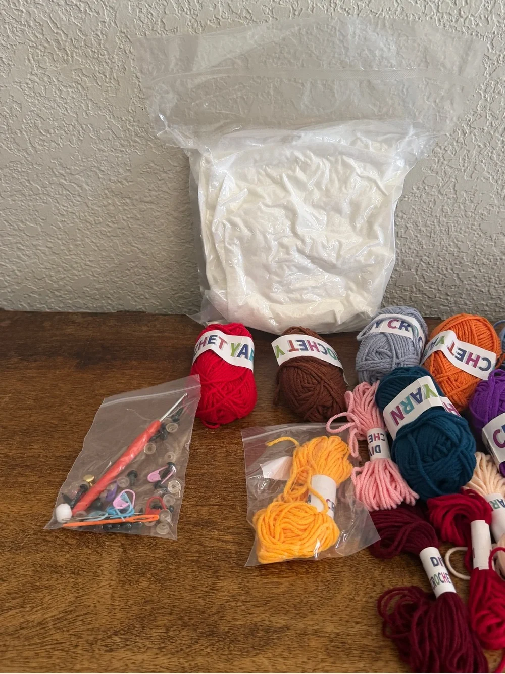 DIY Crochet 8-Piece Kit with Yarn and Instructions for Multiple Figures